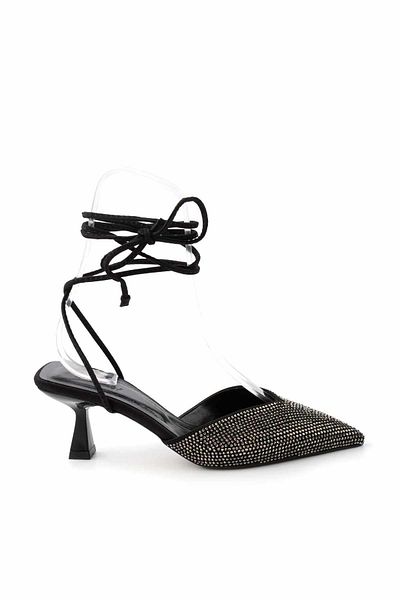 Bambi Mattschwarze Damen-Abendschuhe aus Platinsatin K 01231316938