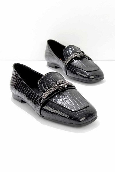 Bambi Black Crocodile Women's Ballerinas01641166611