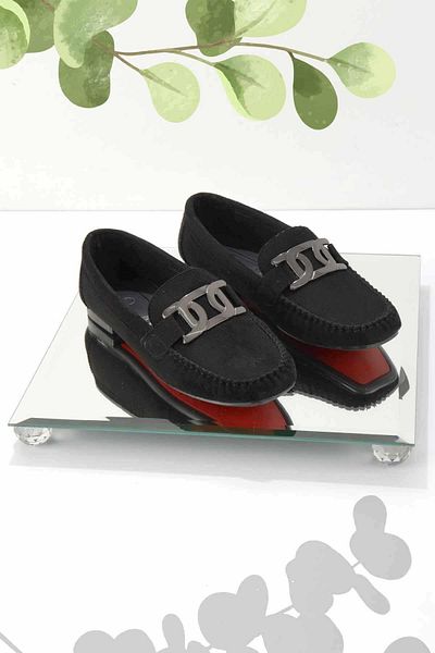 Bambi Czarne zamszowe buty damskie typu loafer01542166402