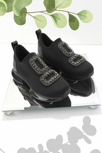 Bambi Schwarzer Stretch-Damen-Sneaker K 01313000817