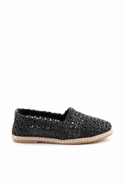 Bambi Schwarze gestrickte Damen-Espadrille aus echtem Leder K 01534070616