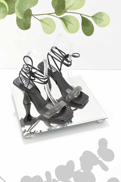 Bambi Schwarze Damen-Abendschuhe in Platinum Stone K 05156080309
