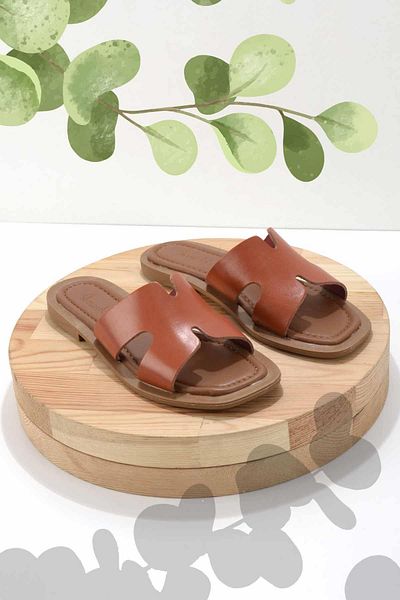 Bambi Γυναικείες Παντόφλες Orange Leather K04826050003