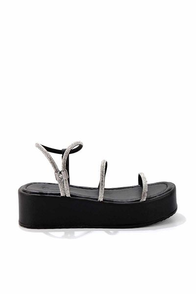 Bambi Black Lame Stone Women's Sandals K05197100809