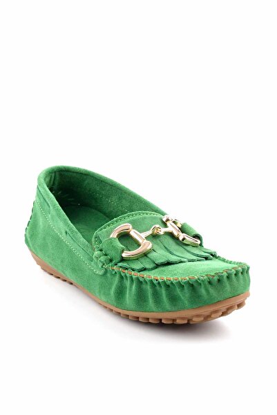 Bambi Зелені замшеві жіночі туфлі-мокасини K01273301102