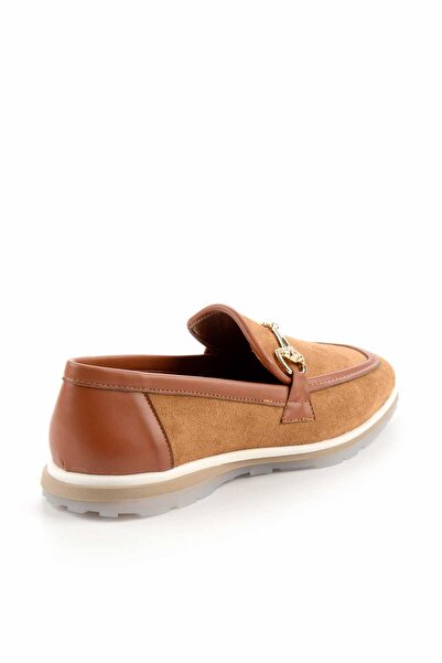 Bambi Taba Süet Kadın Loafer Ayakkabı K01225090202