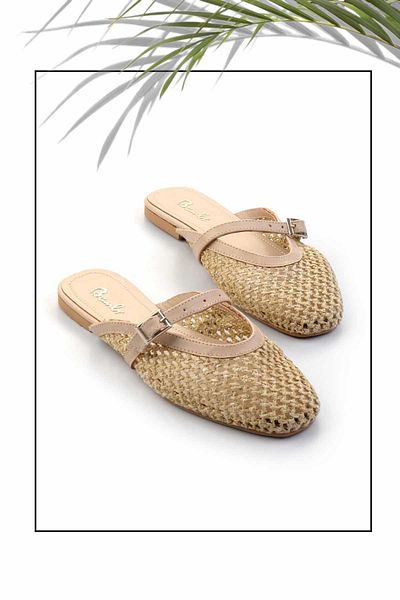 Bambi Straw Mink Women's Slippers - K04575005528