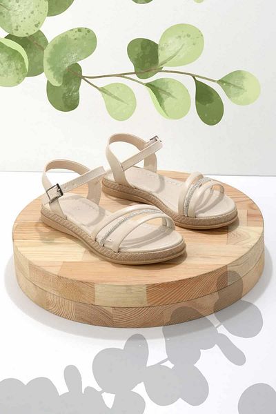 Bambi Beigefarbene Damensandalen K05369537209
