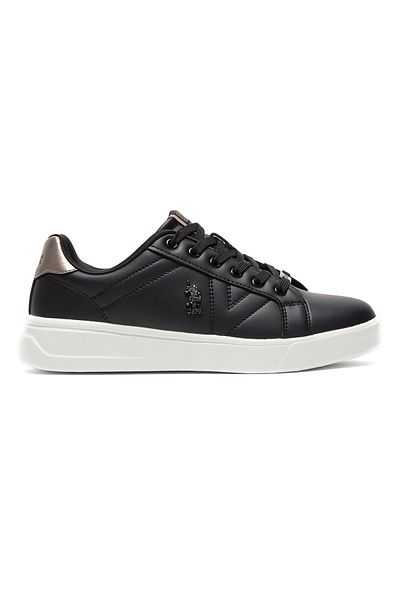 U.S. Polo Assn. Pantofi negri cu toc mic pentru femei - stil elegant cu șireturi, perfecti pentru ținute casual de zi cu zi