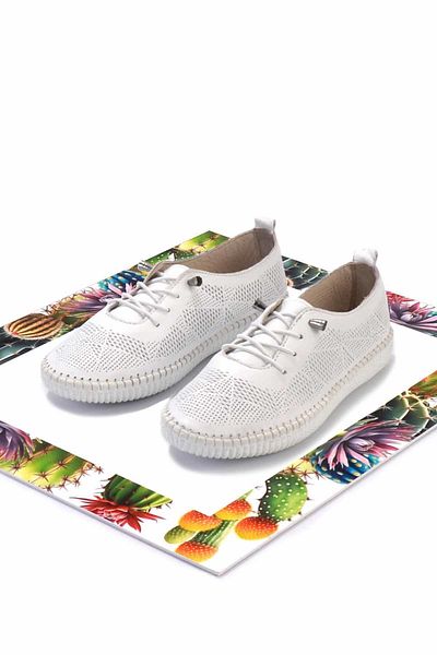 Bambi Weiße Damen-Freizeitschuhe aus echtem Leder K 01462025003