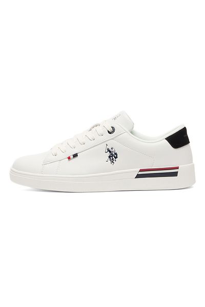 U.S. Polo Assn. Men's White Low-Top Sneakers - Lightweight Timeless Lace-Up Style, Ideal for Casual Outings