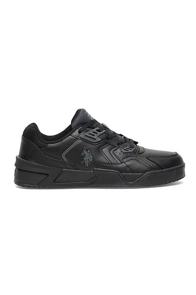 U.S. Polo Assn. Men's Black Stylish Low-Top Casual Sneakers - Durable Lace-Up Design with Comfort Cushioned Sole