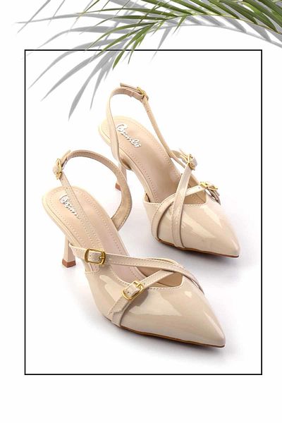 Bambi Beige Lackleder Damen Klassische Schuhe mit Absatz K 01397441308