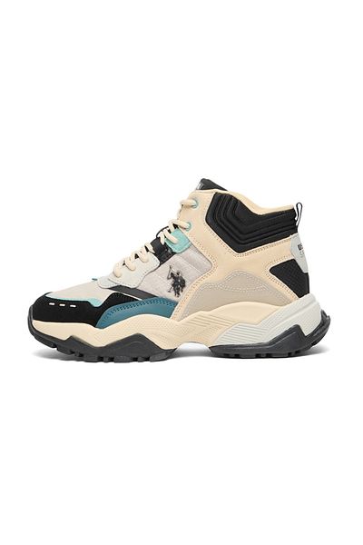 U.S. Polo Assn. Women's Beige High-Top Sneakers - Rugged Style with Durable Sole for Outdoor Wear