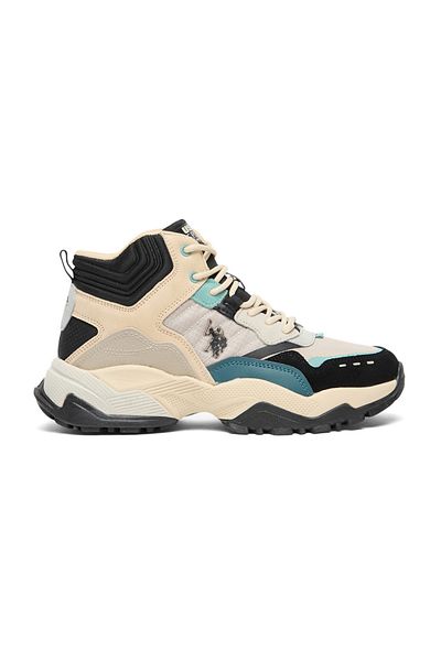 U.S. Polo Assn. Women's Beige High-Top Sneakers - Rugged Style with Durable Sole for Outdoor Wear