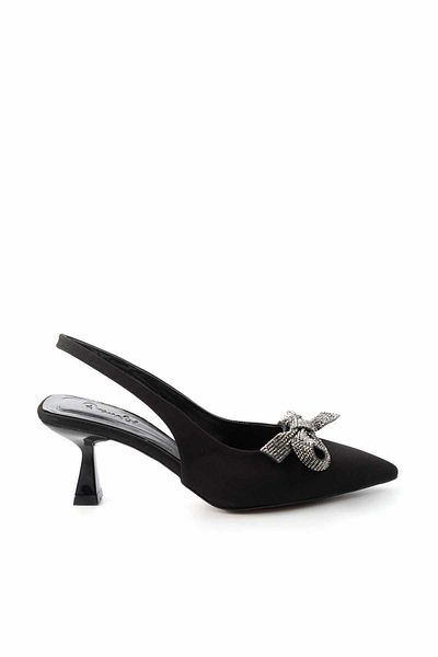 Bambi Abendschuhe aus mattschwarzem Satin für Damen01231111138