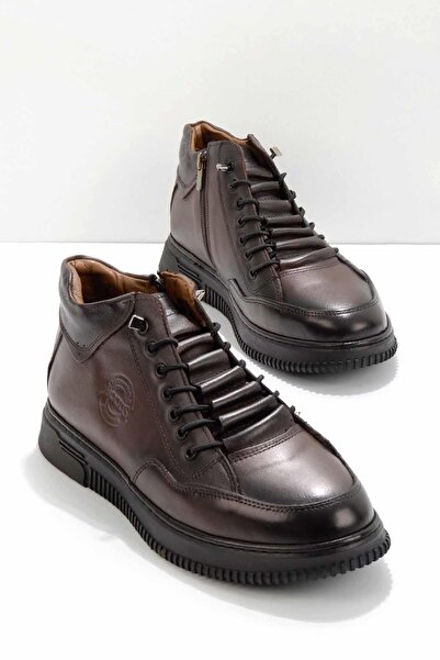 Bambi Καφέ ανδρικές μπότες & μποτάκια από γνήσιο δέρμα E 02387019003