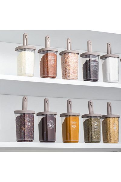 STOREMAX Elz 1105 Seasoning Set of 14 with Sliding Spoon, Leakproof Lid, Label and Oil Bowl