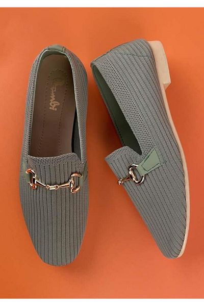Bambi Wasser Grün Tricot Damen Loafer Schuhe K 01320302082