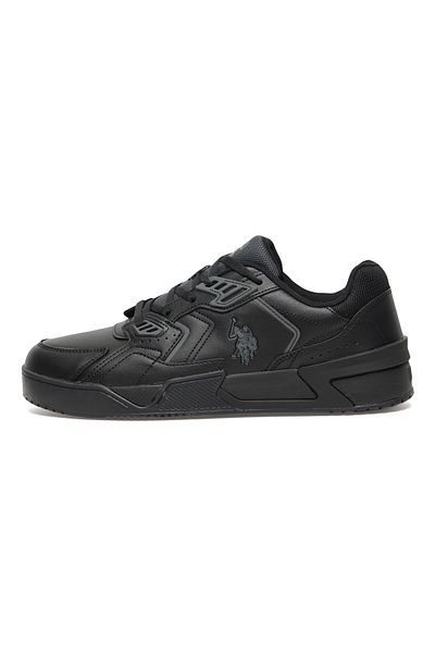 U.S. Polo Assn. Men's Black Stylish Low-Top Casual Sneakers - Durable Lace-Up Design with Comfort Cushioned Sole