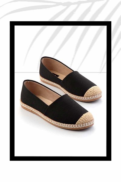 Bambi Damen-Espadrille K aus schwarzem Leinen 01125010018