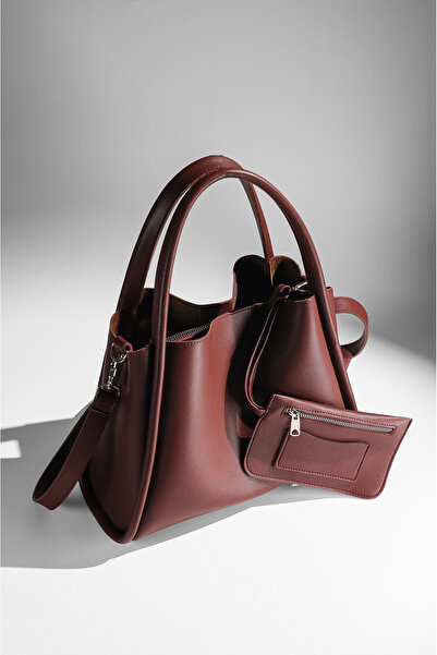 Rimense Women's Burgundy Faux Leather Wallet Hand and Shoulder Bag