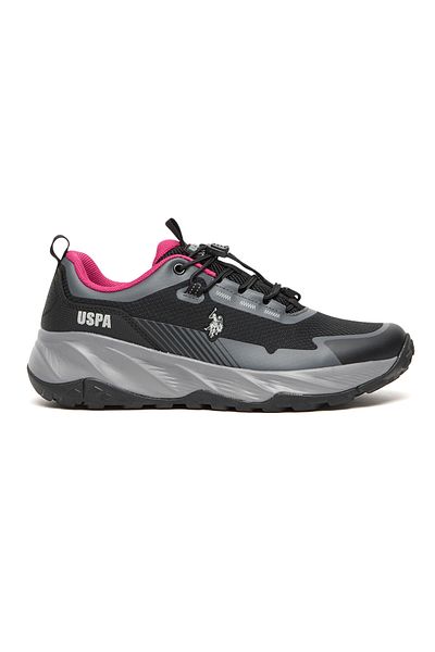 U.S. Polo Assn. Women's Black Low-Top Sneakers - Trendy Lace-Up Design, Used For Trekking, Running
