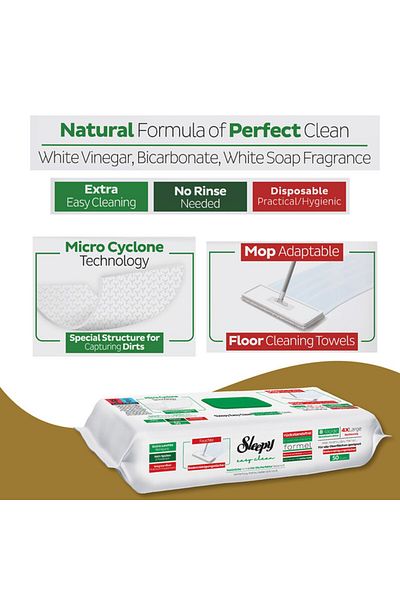 Sleepy Easy Clean Mop Wipes | White Soap Additive | 4X Large | 8-Layer | 100 Sheets | 50X2 Pack