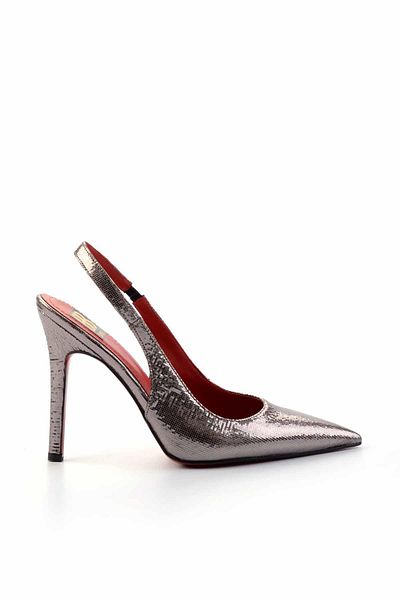 Bambi Platinum Wrinkled Fabric Women's Classic Heeled Shoes K01455018204