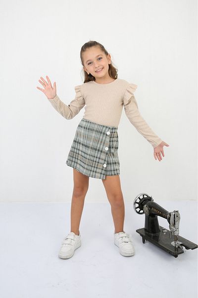 tunays shopping Girl's Top and Bottom Set with Shorts Skirt