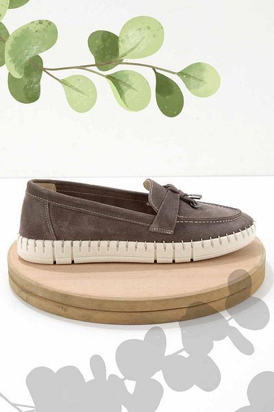 Bambi Damen-Loaferschuhe aus echtem Wildleder in Nerzfarbe01286654002