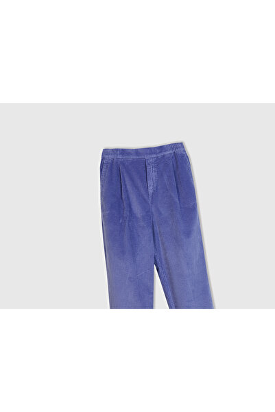 United Colors of Benetton Kadın Mor Beli Lastikli Kadife Pantolon