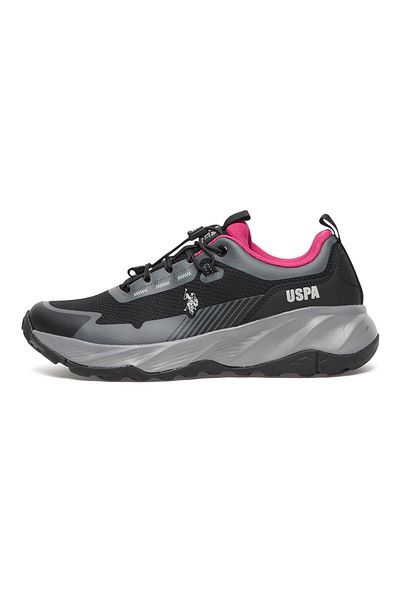 U.S. Polo Assn. Women's Black Low-Top Sneakers - Trendy Lace-Up Design, Used For Trekking, Running