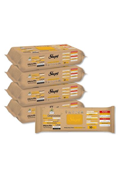 Sleepy Easy Clean Wipes | Biodegradable | Clove & Cinnamon | 200 Sheets | 50X4 Pack