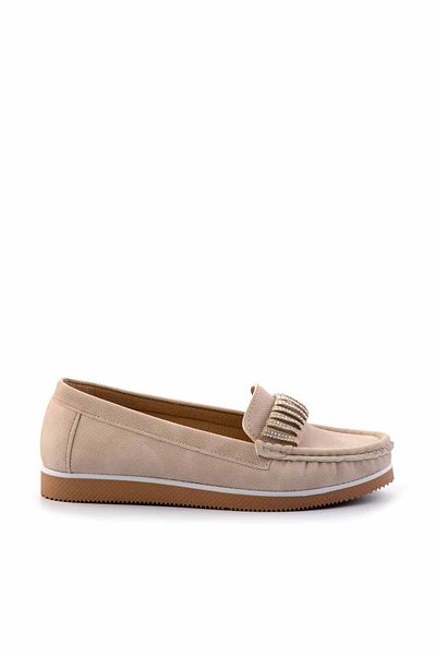 Bambi Μπεζ Γυναικεία Loafer Παπούτσια Κ 01348065409
