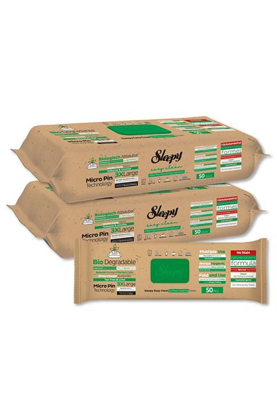 Sleepy Easy Clean Wipes | Biodegradable | Sea Salt & Seaweed | 200 Sheets | 50X4 Pack