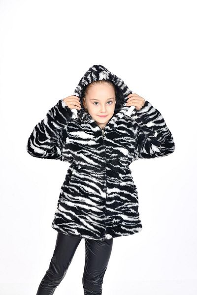 Kamex Palton de pluș pentru copii cu glugă cu model leopard
