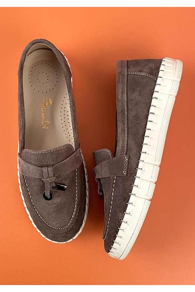 Bambi Damen-Loaferschuhe aus echtem Wildleder in Nerzfarbe01286654002