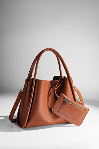 Rimense Women's Tan Faux Leather Wallet Hand and Shoulder Bag