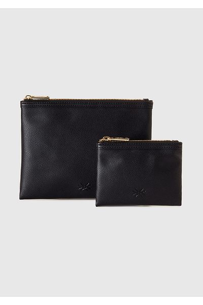 United Colors of Benetton Women's Black Half Logo Printed 2-Piece Leather Look Mini Wallet