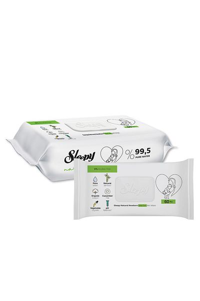 Sleepy Baby Care Wet Wipes | Sensitive Skin | Alcohol & Paraben Free | 99.5% Pure Water | 60 Sheets