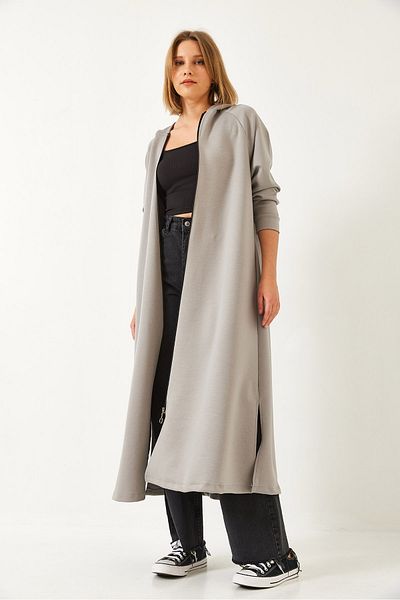 Bianco Lucci Dámský dlouhý svetr na zip s kapucí 8137 60351325