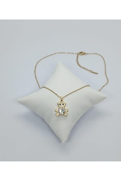 Ödül Moda قلادة من الفولاذ المطرز بحجر الزركون على شكل دب تيدي