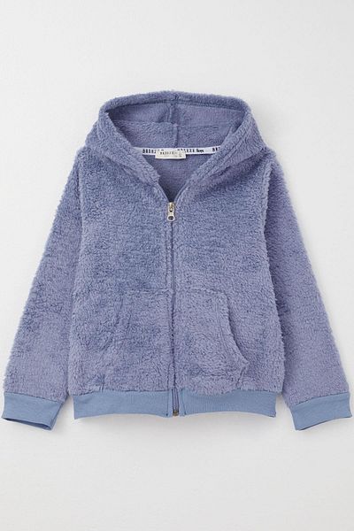 Breeze 9-3 Years Baby Boy Lilac Plush Cardigan - Hooded and Zippered