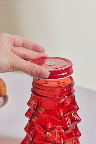 Karaca New Year New Year Pine Tree Straw Mug 520 ml Red