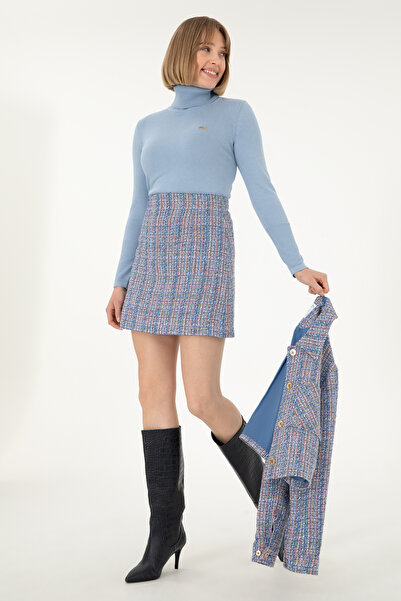 U.S. Polo Assn. Pulover de damă albastru deschis cu gât roșu 50297080-VR003