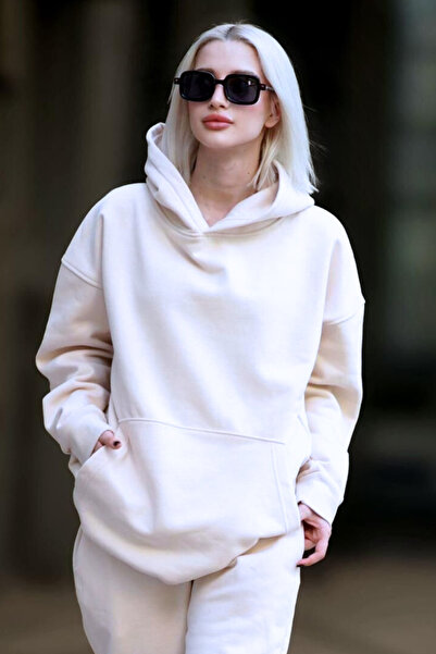 CMZ COLLECTİON Hanorac de damă din bumbac, cu glugă și buzunar cangur, model ...