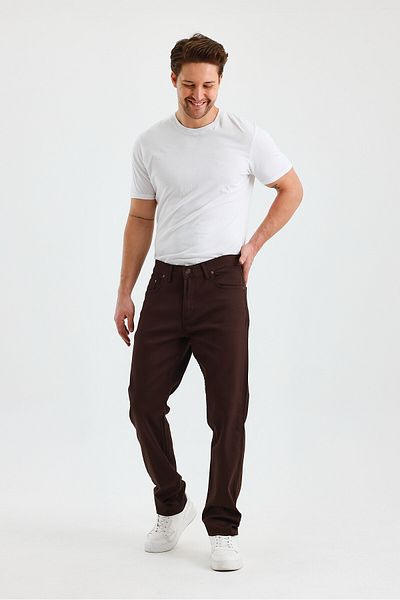 WKM Pantaloni de blugi casual pentru bărbați, cu croiala obișnuită, cu picior lat, talie înaltă