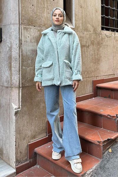Oven Παλτό με φερμουάρ Mint Green Taylor