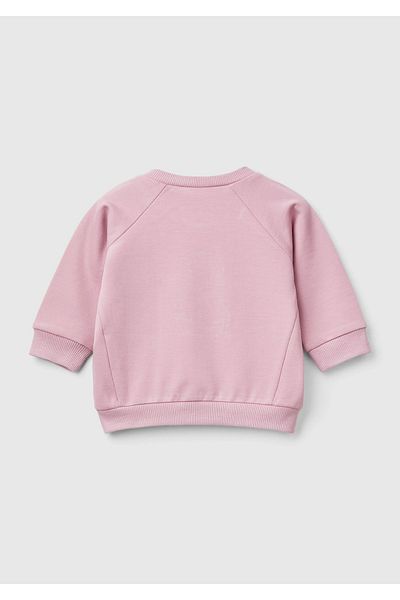 United Colors of Benetton Baby Dusty Rose Animal Motif Crew Neck Raglan Sleeve Sweatshirt